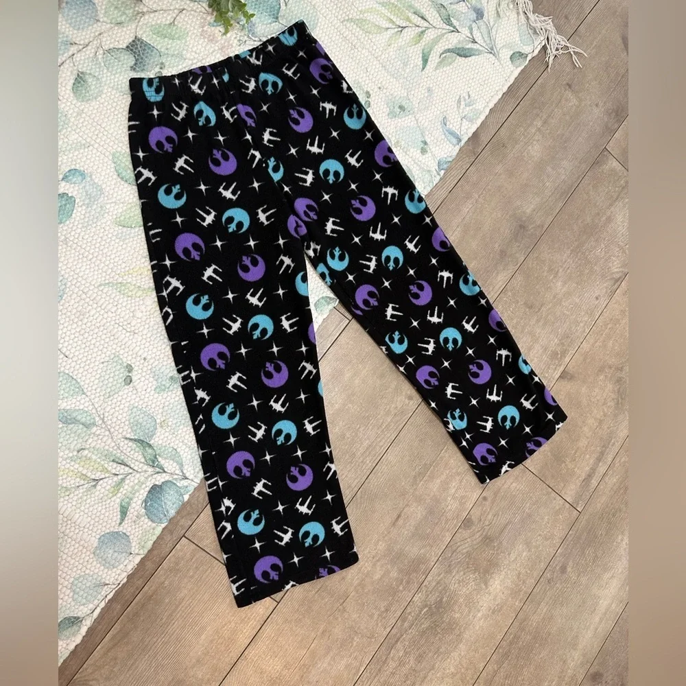 Star Wars Pajamas Pants Girls Size Medium Black Purple Star Wars Themed Bottoms